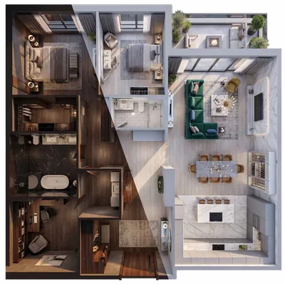 3D floor plan dollhouse